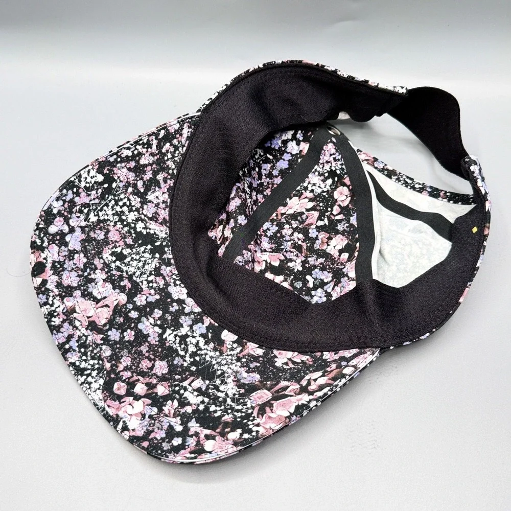 Lululemon Baller Hat Floral Spritz Ponytail Cap Black Pink Performance Stretch